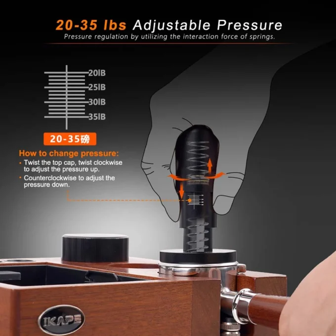 IKAPE Calibrated Adjustable Pressure Spring Tamper (51-58.5mm)