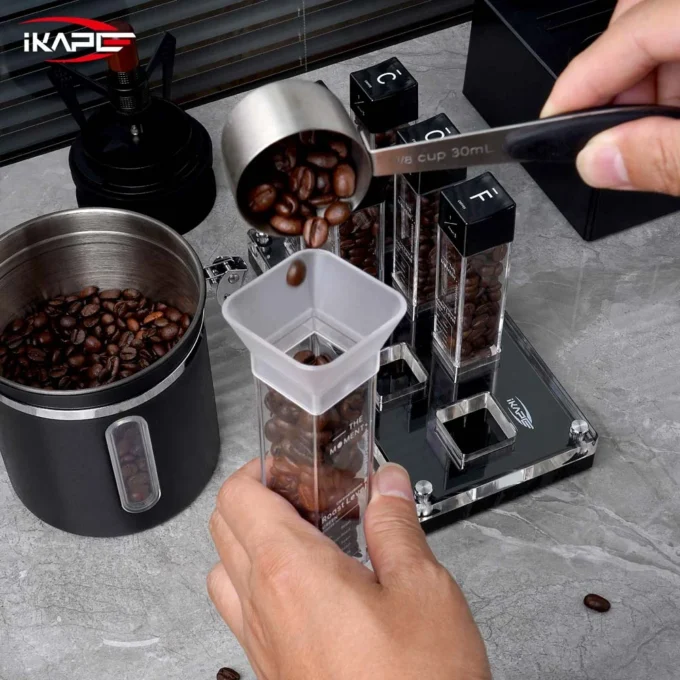IKAPE Coffee Bean Cellars with Stand & Hopper (6 or 12 Tubes)