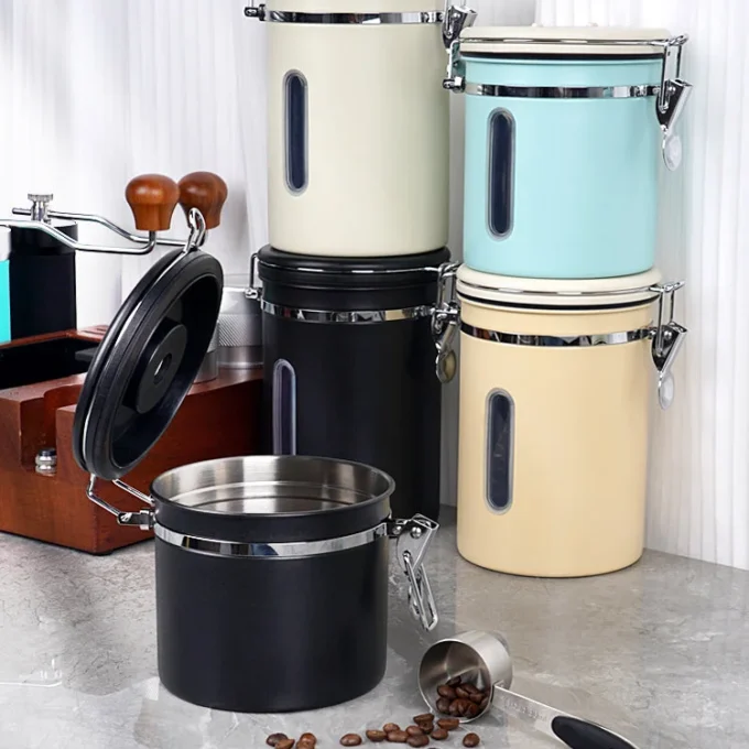 IKAPE Stainless Steel Coffee Bean Storage Canister (300-900g)