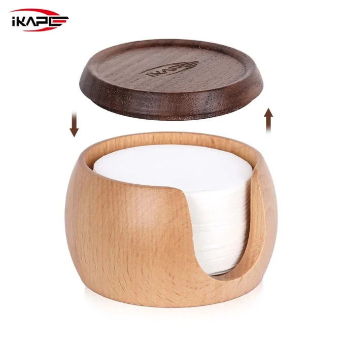 IKAPE Espresso Paper Filters 200pcs + Wooden Box (51-58.5mm)