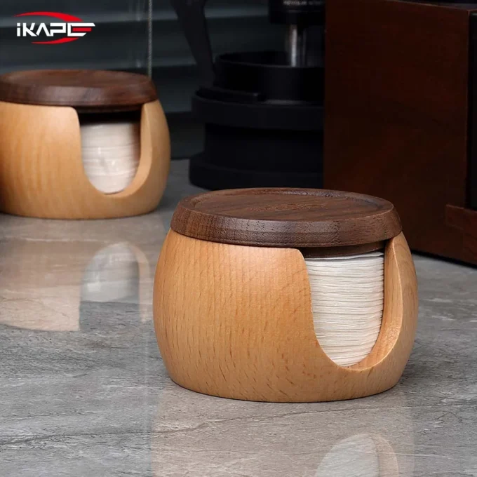 IKAPE Espresso Paper Filters 200pcs + Wooden Box (51-58.5mm)