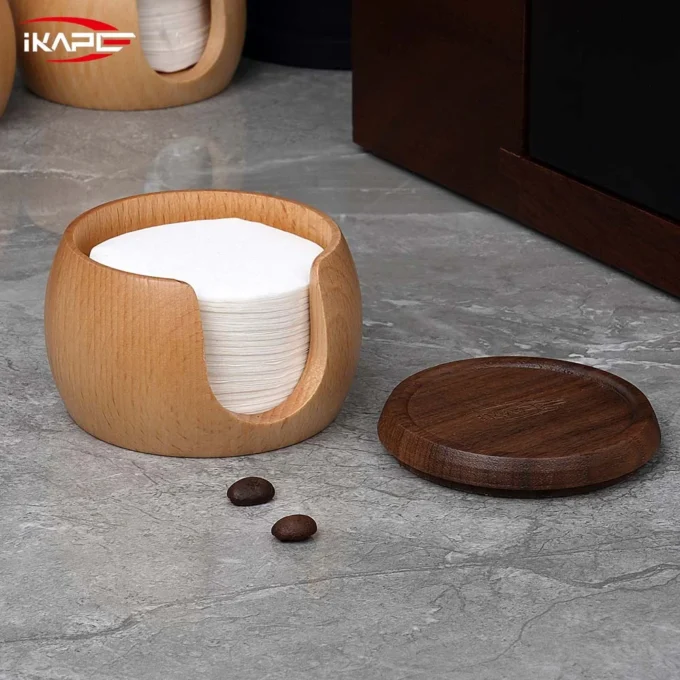 IKAPE Espresso Paper Filters 200pcs + Wooden Box (51-58.5mm)