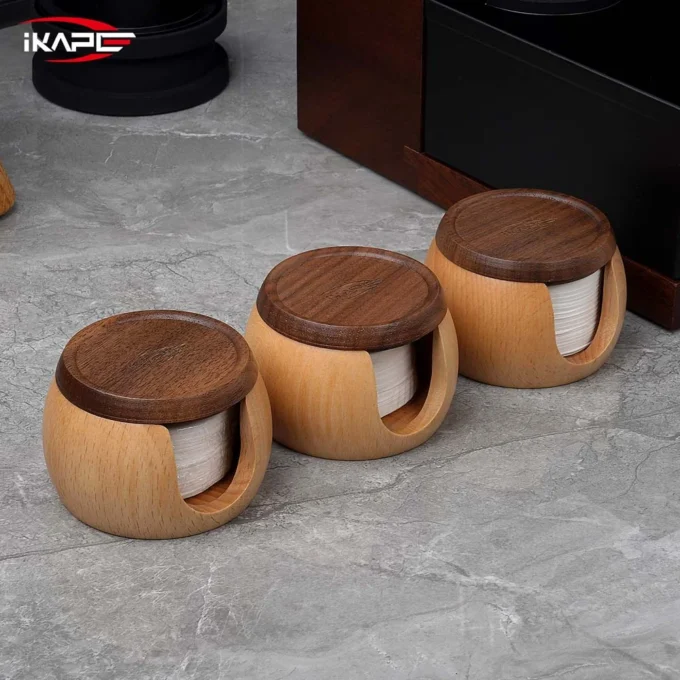IKAPE Espresso Paper Filters 200pcs + Wooden Box (51-58.5mm)