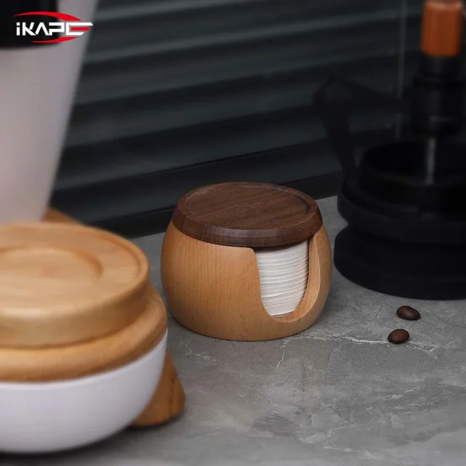IKAPE Espresso Paper Filters 200pcs + Wooden Box (51-58.5mm)