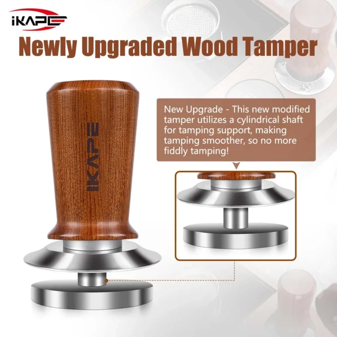 IKAPE Spring Loaded Calibrated Tamper Wooden Handle (49/51/53.3/58.5mm)