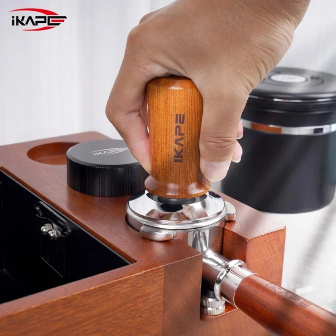 IKAPE Spring Loaded Calibrated Tamper Wooden Handle (49/51/53.3/58.5mm)