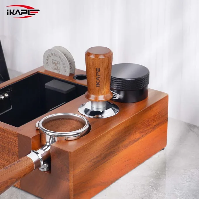 IKAPE Spring Loaded Calibrated Tamper Wooden Handle (49/51/53.3/58.5mm)