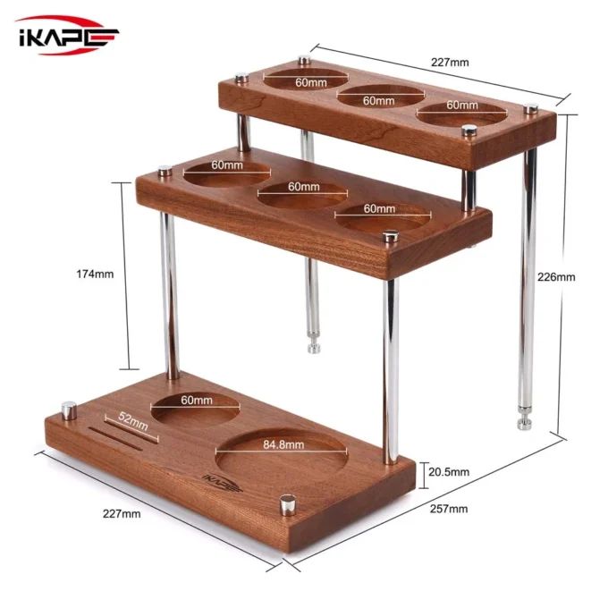 IKAPE 3-Tier Coffee Utensils Organizer — Walnut or Sapele