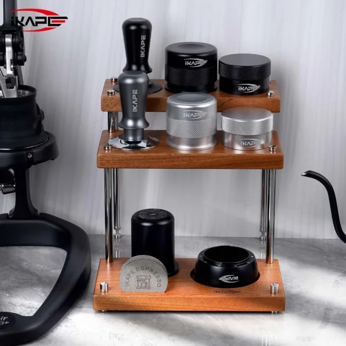 IKAPE 3-Tier Coffee Utensils Organizer — Walnut or Sapele