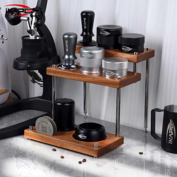 IKAPE 3-Tier Coffee Utensils Organizer — Walnut or Sapele