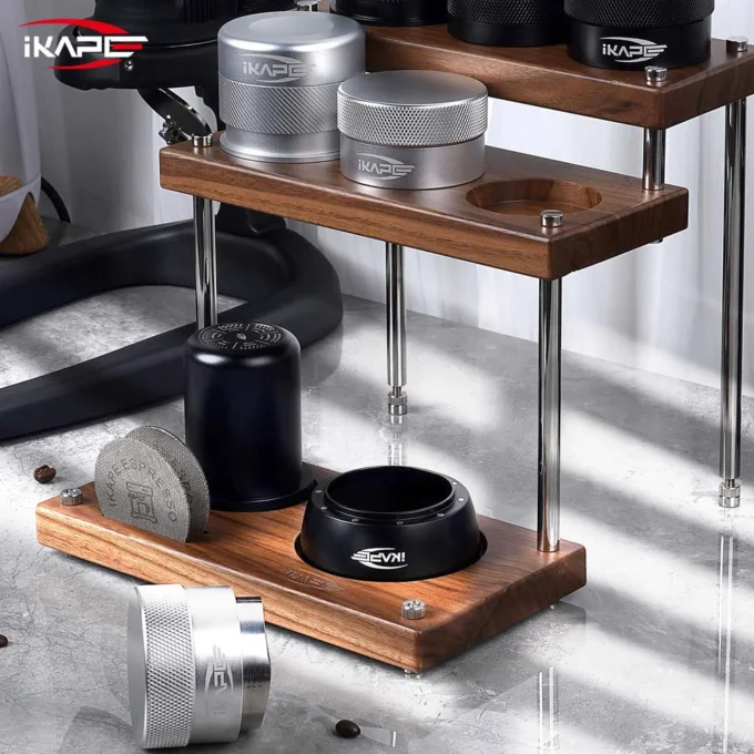IKAPE 3-Tier Coffee Utensils Organizer — Walnut or Sapele