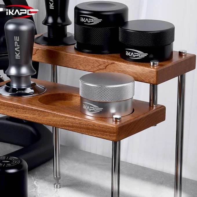 IKAPE 3-Tier Coffee Utensils Organizer — Walnut or Sapele