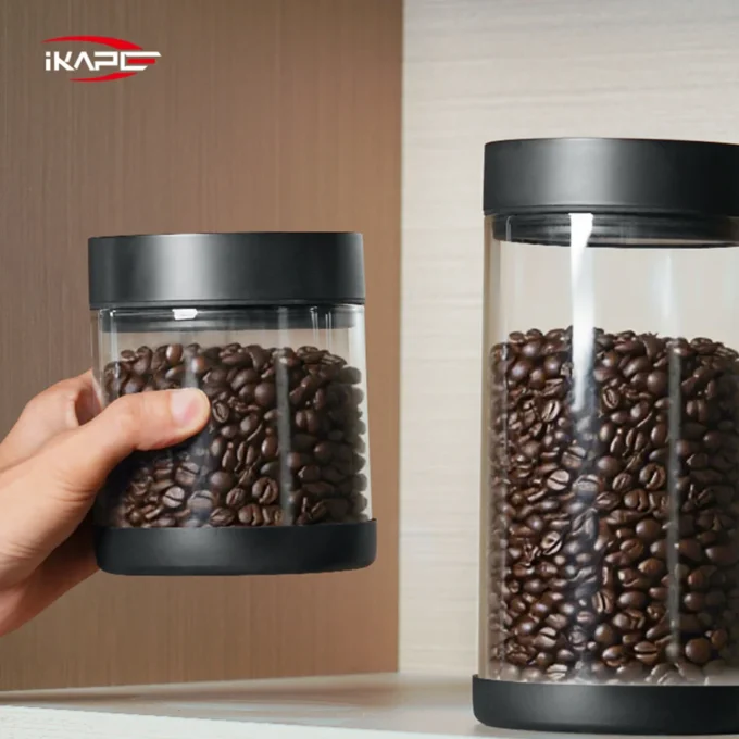 IKAPE Electric Vacuum Coffee Bean Canister with Display