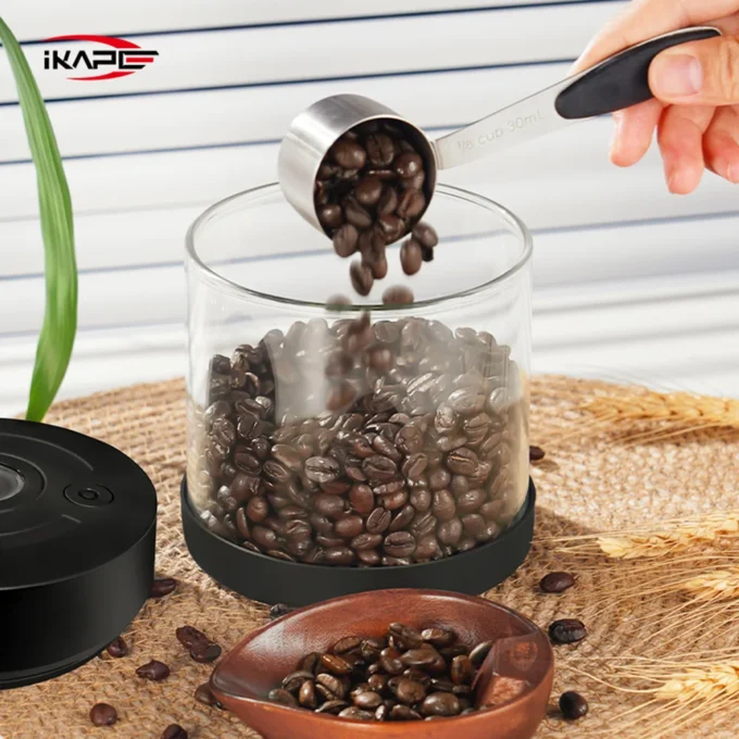 IKAPE Electric Vacuum Coffee Bean Canister with Display