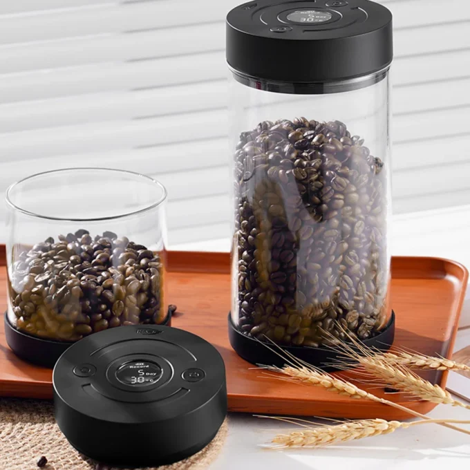 IKAPE Electric Vacuum Coffee Bean Canister with Display