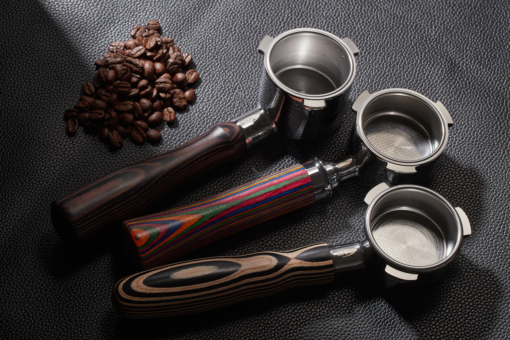 Ikape Espresso Bottomless Portafilter Colorful Wooden Handle 3 6