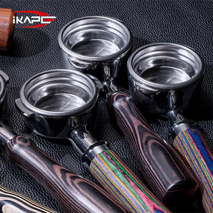IKAPE Bottomless Portafilter — Hantom Dark Wood (54/58mm)