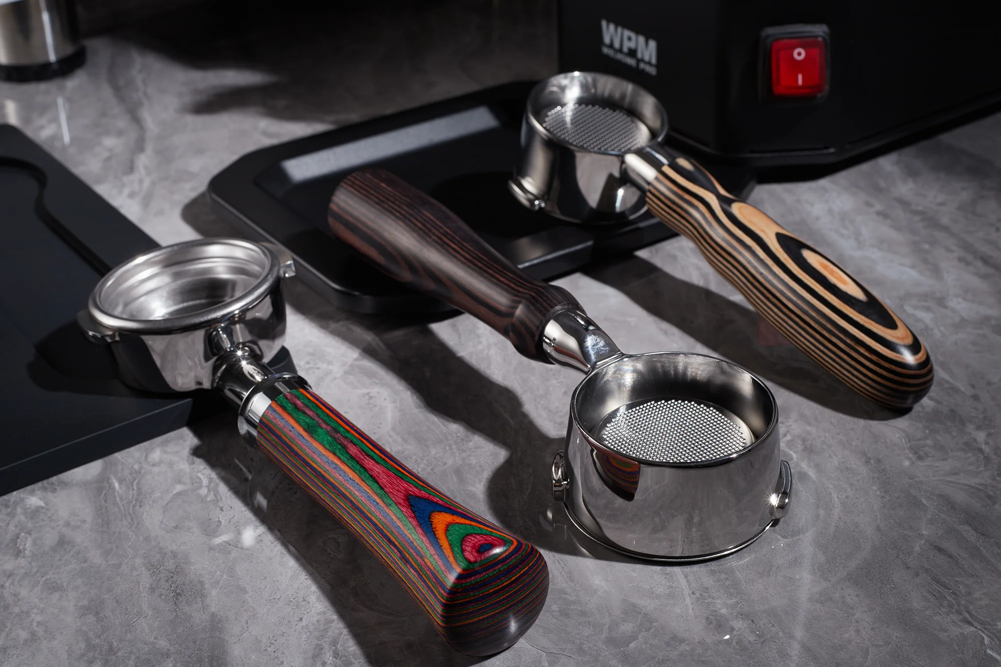 Ikape Espresso Bottomless Portafilter Colorful Wooden Handle 5 6