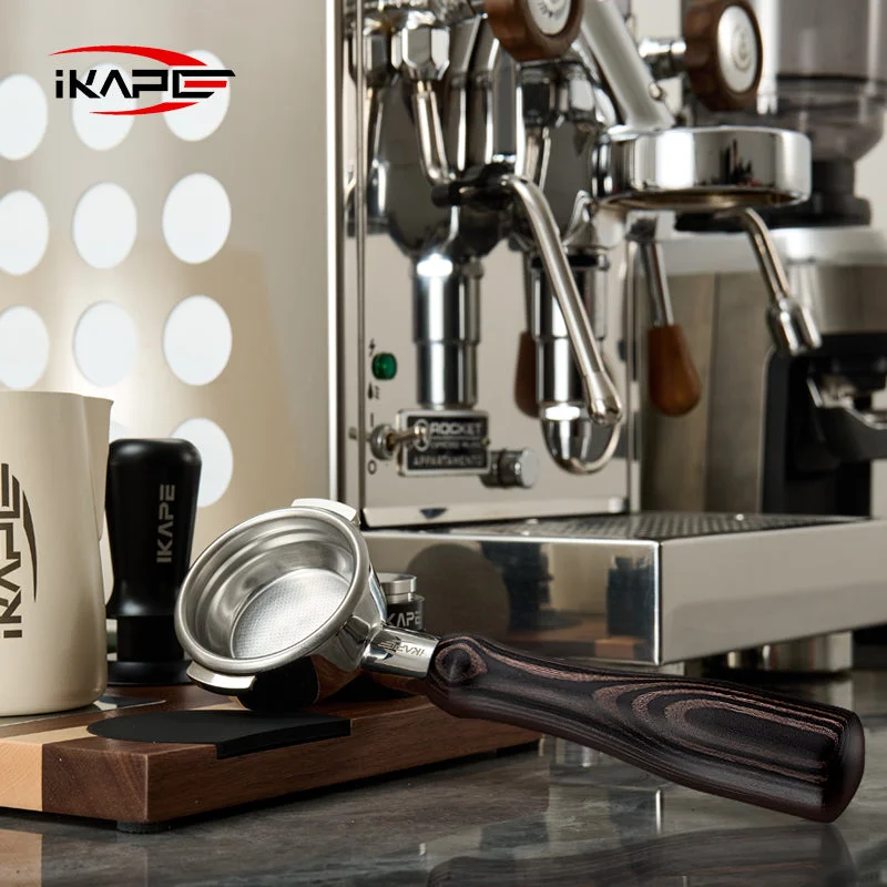 Ikape Espresso Bottomless Portafilter Colorful Wooden Handle 6 5