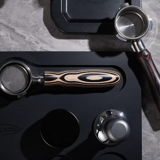 IKAPE Bottomless Portafilter — Pearl White Wood (51/54/58mm)