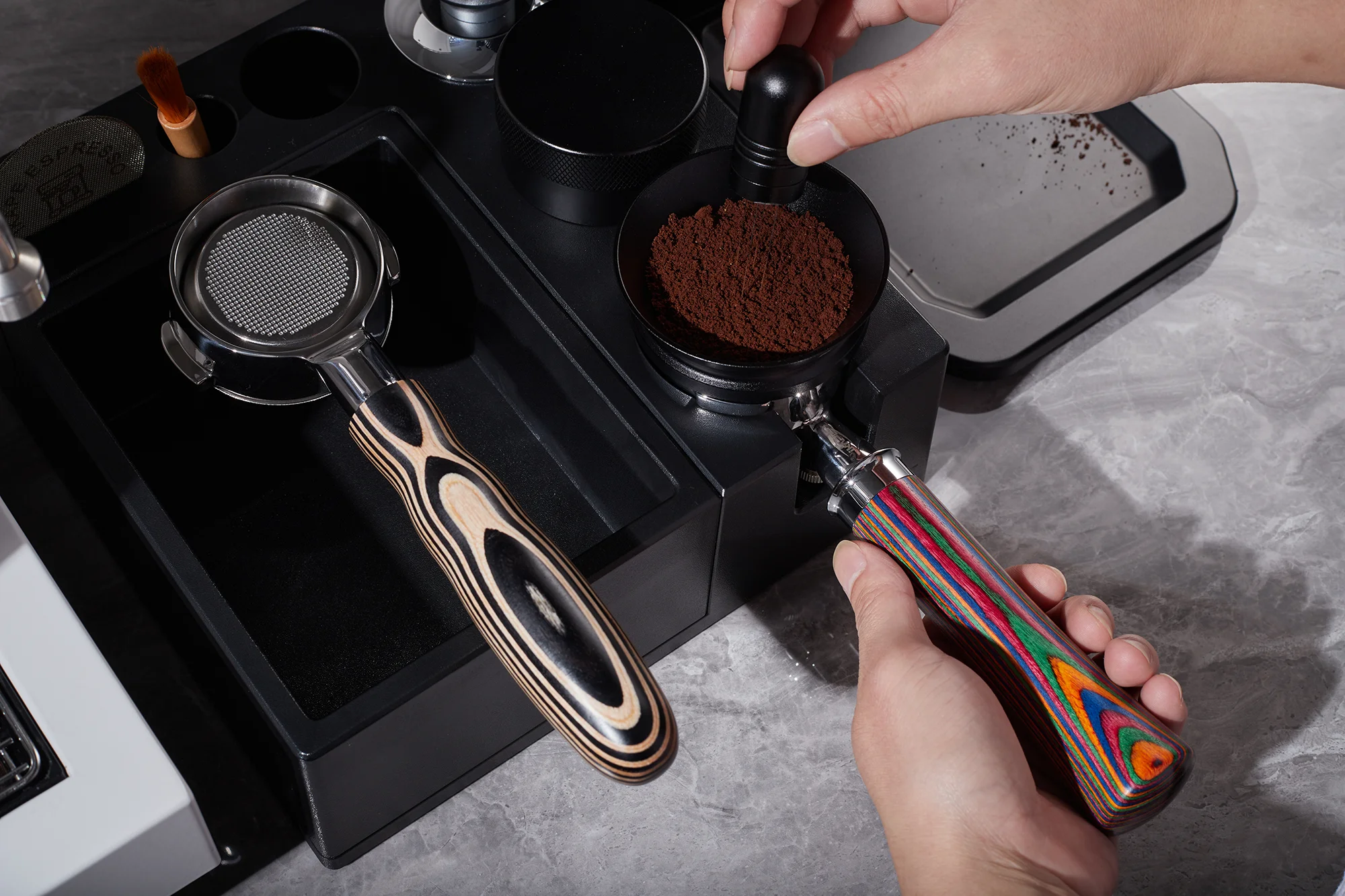 Ikape Espresso Bottomless Portafilter Colorful Wooden Handle 7 6