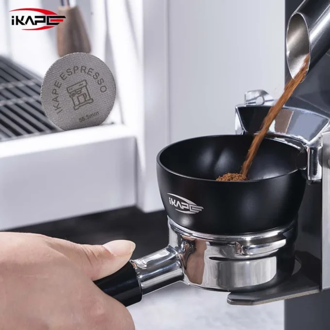 IKAPE Magnetic Espresso Dosing Funnel with Puck Screen (51/53.5/58.5mm)