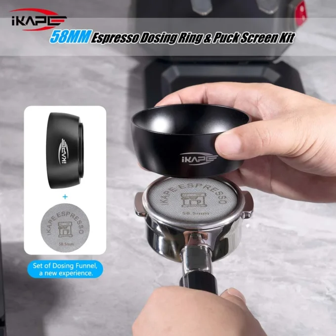 IKAPE Magnetic Espresso Dosing Funnel with Puck Screen (51/53.5/58.5mm)