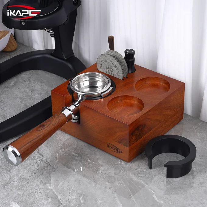 IKAPE 7-in-1 Wooden Espresso Tamper Station