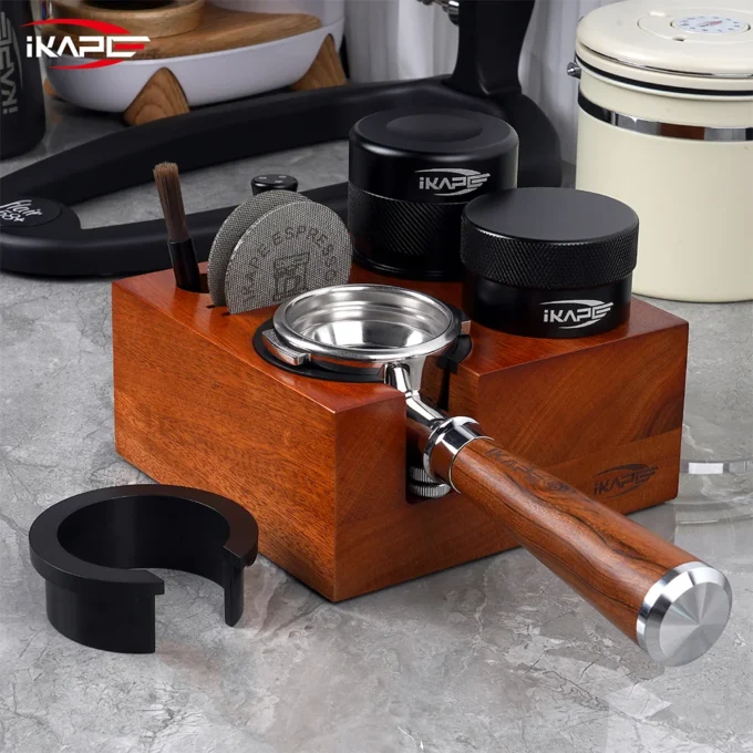 IKAPE 7-in-1 Wooden Espresso Tamper Station