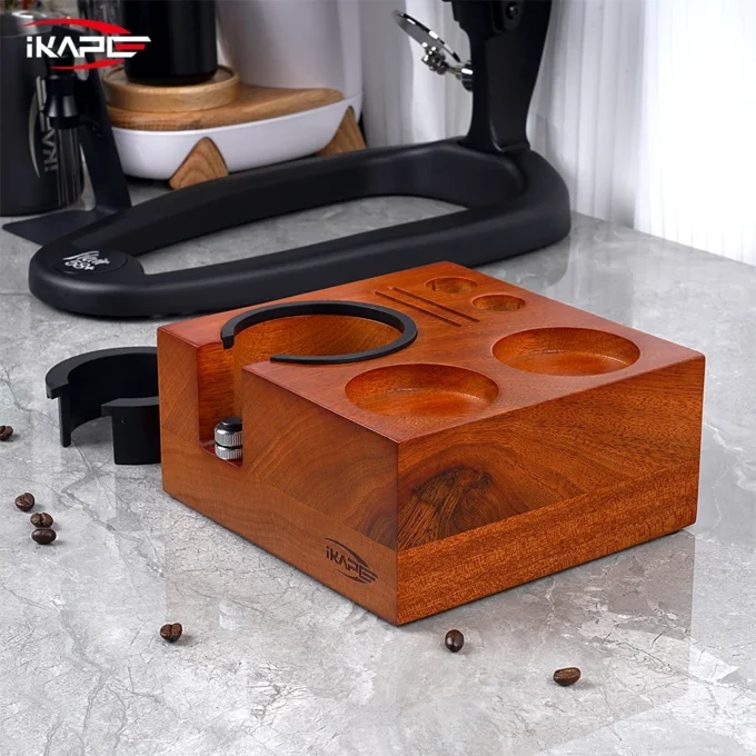 IKAPE 7-in-1 Wooden Espresso Tamper Station