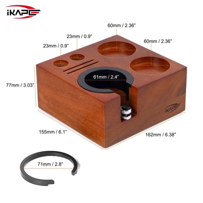 IKAPE 7-in-1 Wooden Espresso Tamper Station