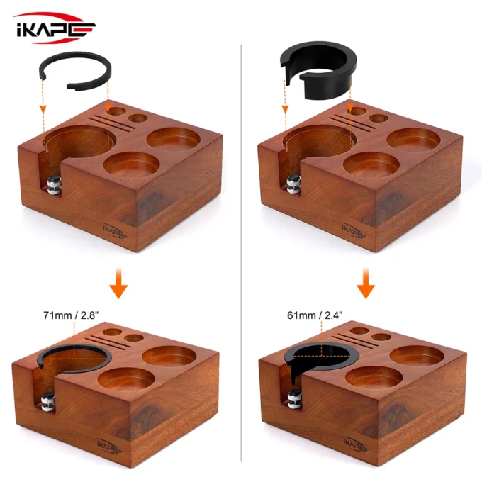 IKAPE 7-in-1 Wooden Espresso Tamper Station