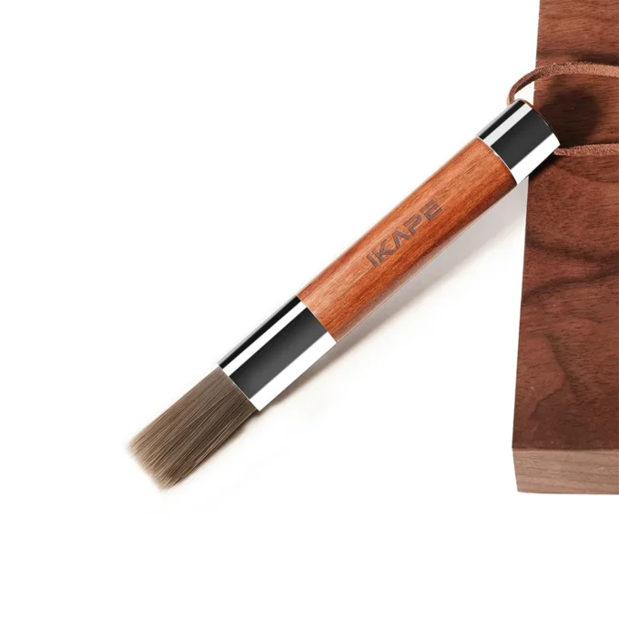 IKAPE Espresso Walnut Wood Handle Cleaning Brush