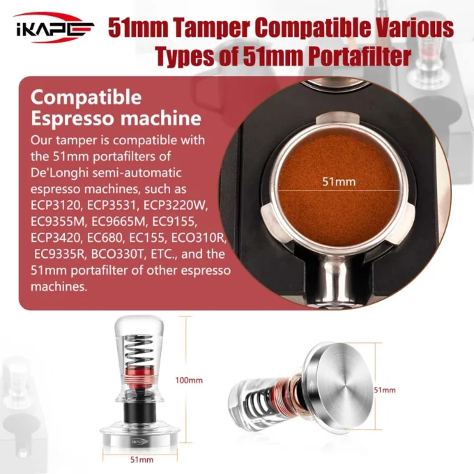 IKAPE V3 Transparent Handle Calibrated Tamper (51/53.3mm)