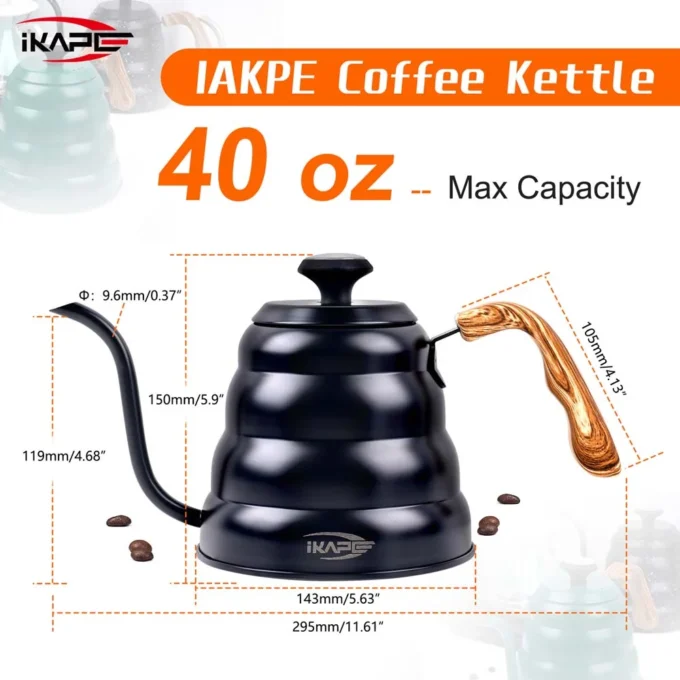IKAPE 40oz Gooseneck Pour Over Kettle with Thermometer