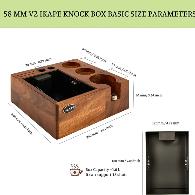 IKAPE V2 Espresso Knock Box & Organizer (51/54/58mm)