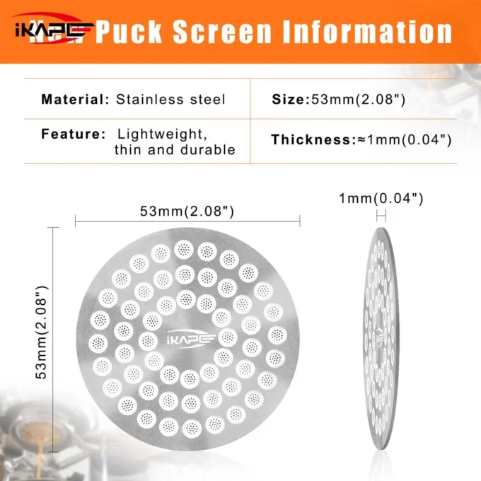 IKAPE V2 Espresso Puck Screen 0.8mm (51/53.3/58.5mm)