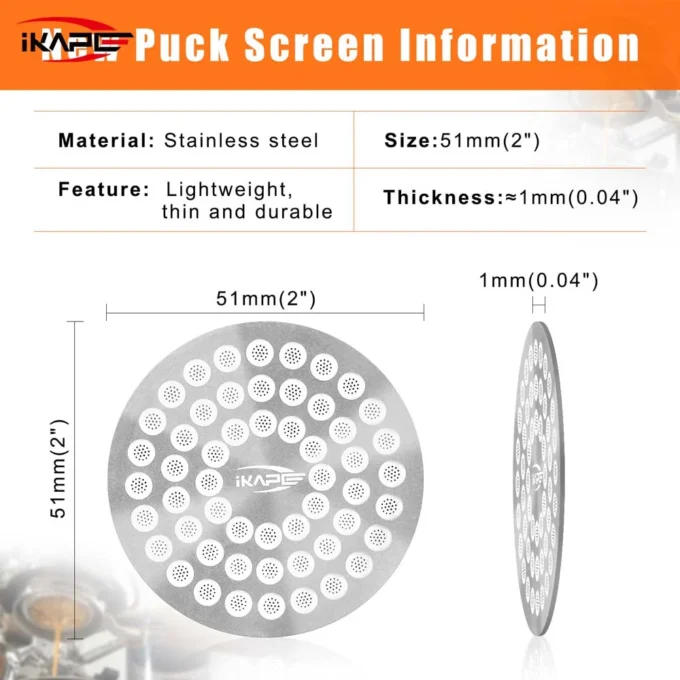 IKAPE V2 Espresso Puck Screen 0.8mm (51/53.3/58.5mm)