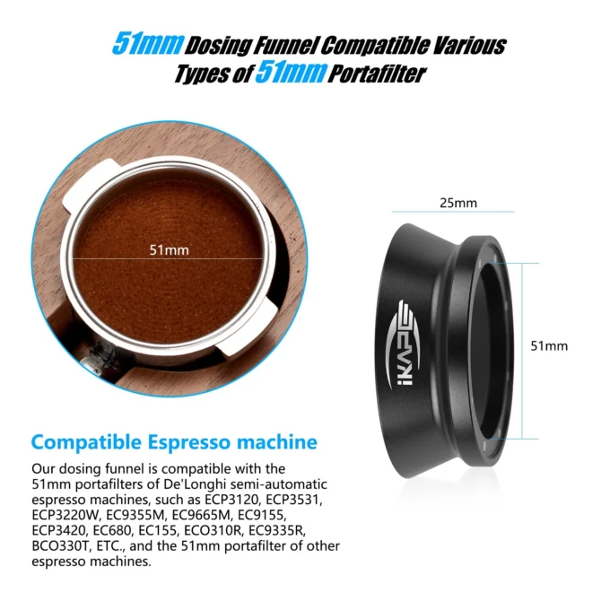 IKAPE V3 Magnetic Espresso Dosing Funnel Non-Embedded (51/54/58mm)