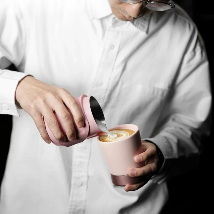 MHW-3BOMBER GT Handle-less Milk Pitcher (Black/Pink)