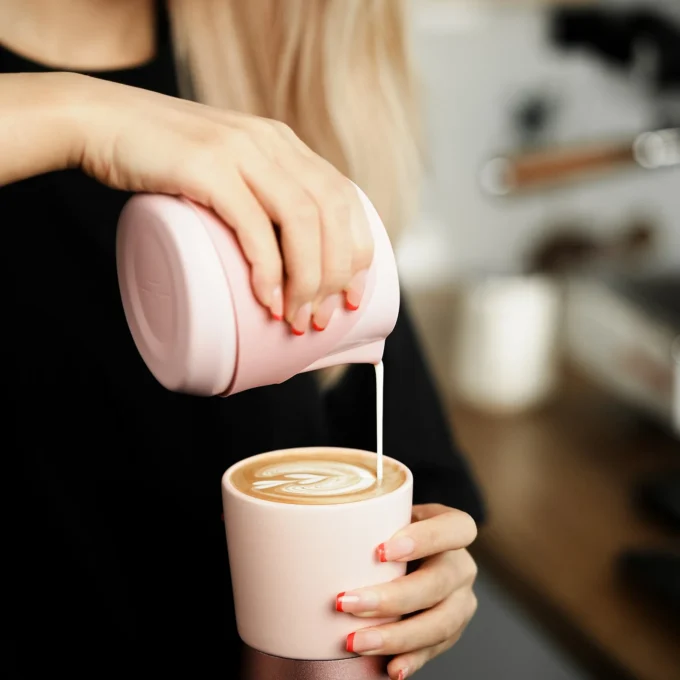 MHW-3BOMBER GT Handle-less Milk Pitcher (Black/Pink)