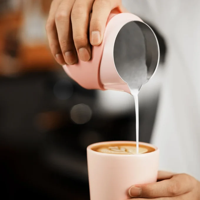 MHW-3BOMBER GT Handle-less Milk Pitcher (Black/Pink)