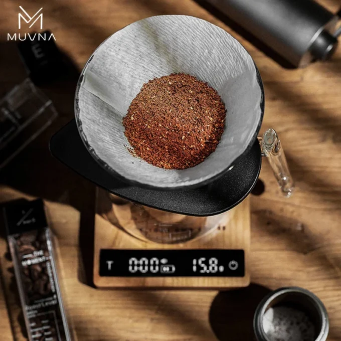 MUVNA Coffee Electronic Scale — Walnut, Cherry, or Violet