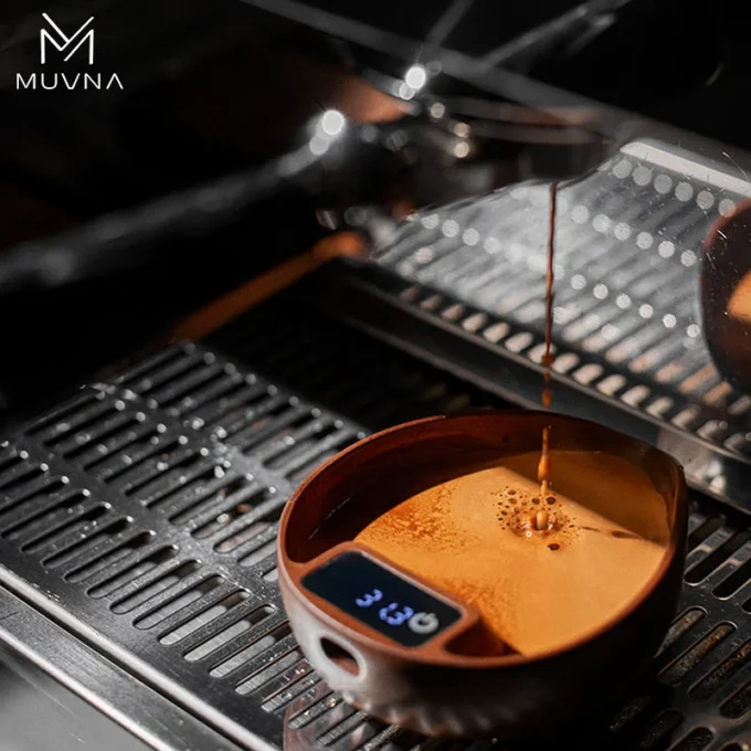 MUVNA Walnut Coffee Bean Tray with Electronic Scale