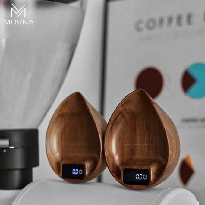 MUVNA Walnut Coffee Bean Tray with Electronic Scale