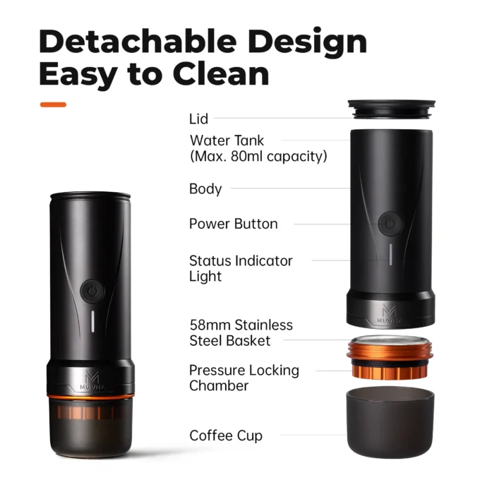 MUVNA Espresso Portable Coffee Machine (58mm Basket)