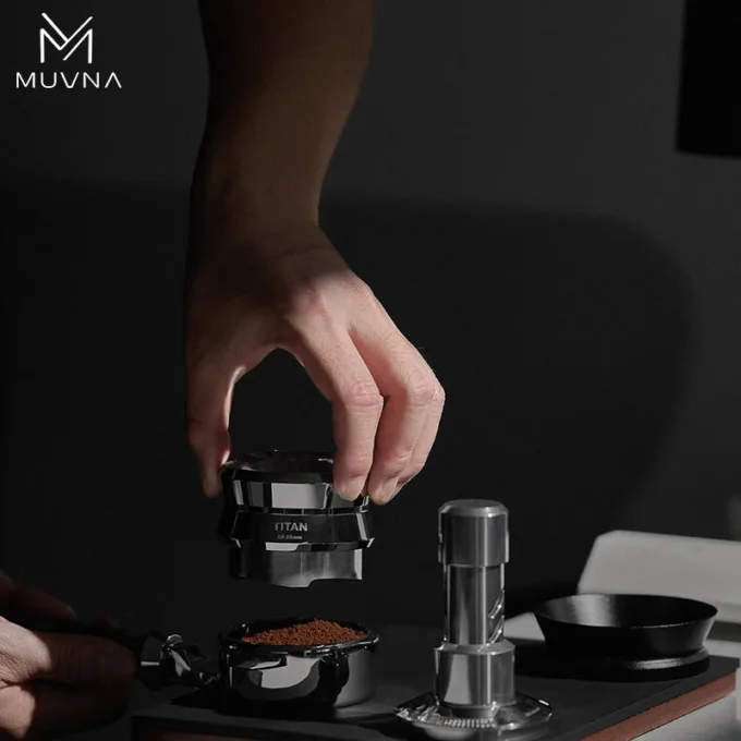 MUVNA Espresso Gravity Adaptive Height Distributor — Stainless