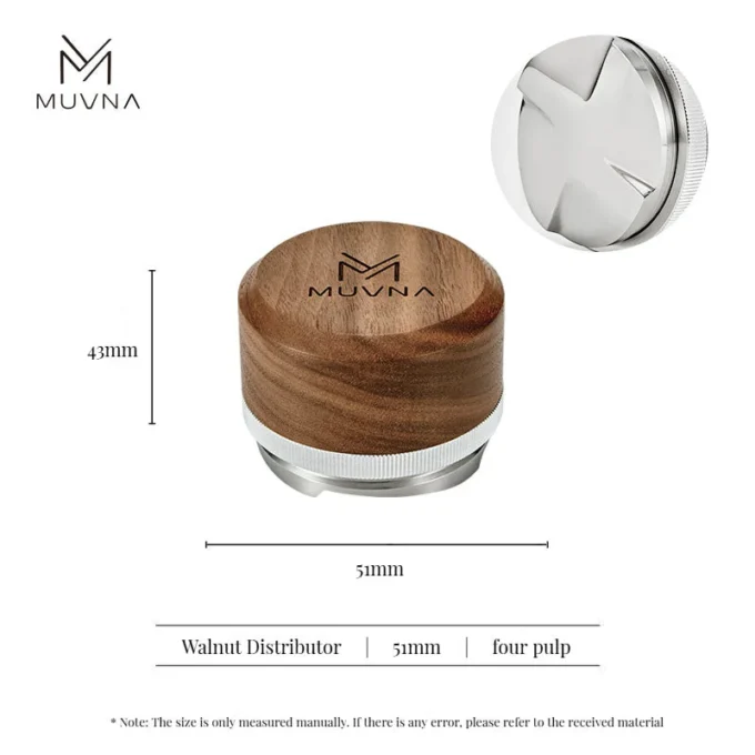 MUVNA Walnut Handle Espresso Distributor (51/53.3/58.5mm)