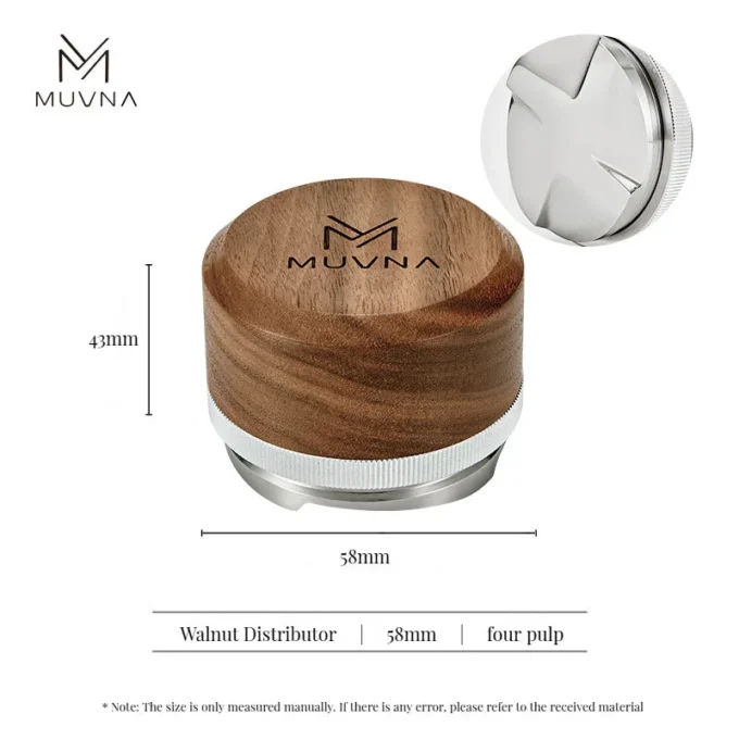 MUVNA Walnut Handle Espresso Distributor (51/53.3/58.5mm)