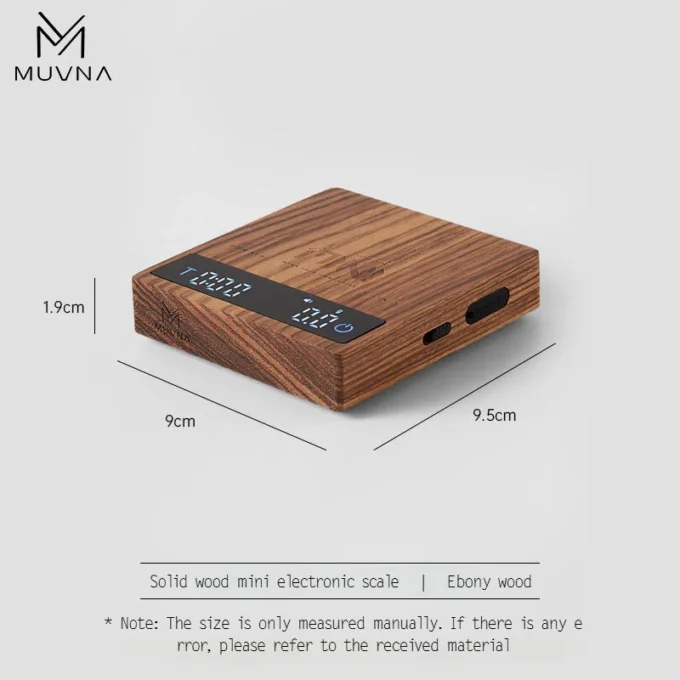 MUVNA Mini Coffee Scale — Walnut, Cherry or Ebony Wood